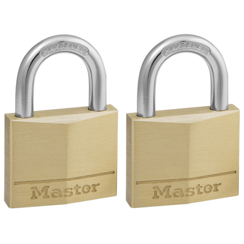 Brass key padlocks by Master Lock - width 40 mm - Set of 2