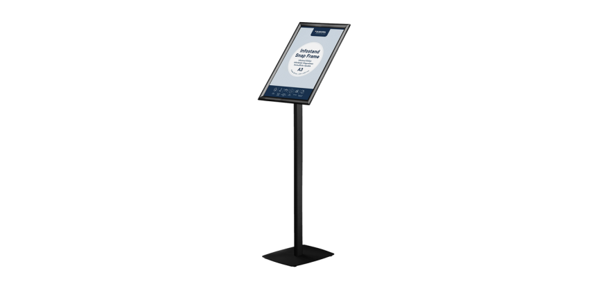 Support info Europel avec cadre clipsable A3 noir