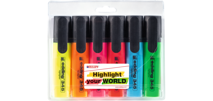 Markeerstift edding 345 2-5mm assorti set à 6 stuks