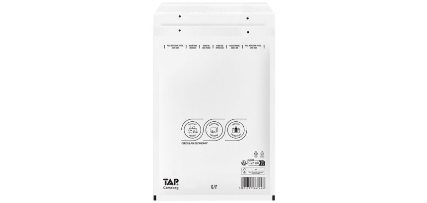 Enveloppe à bulles TAP Comebag n°16 240x350mm blanc 100 pièces