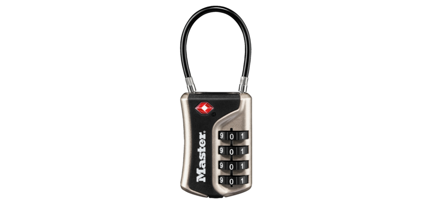 Masterlock 4-digit combination lock TSA flexible shackle black 35mm