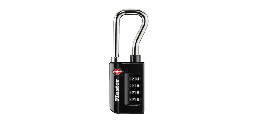 Cadenas Masterlock combinaison 4 chiffres TSA anse longue noir 35mm