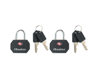 Hangslot Masterlock 2 gelijksluitend aluminium TSA zwart 30mm 2 stuks