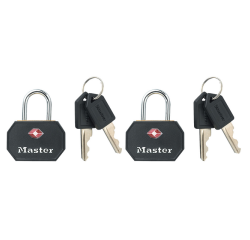 Hangslot Masterlock 2 gelijksluitend aluminium TSA zwart 30mm 2 stuks
