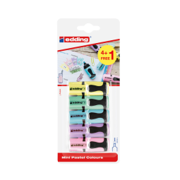 Markeerstift edding 7 mini 1-3mm pastel assorti blister à 4+1 stuk gratis