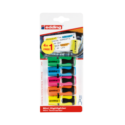 Surligneur edding 7 Mini 1-3mm assorti blister 4+1 gratuit