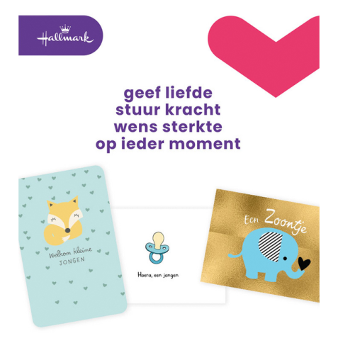 Wenskaart Hallmark navulset geboorte zoon 6 kaarten