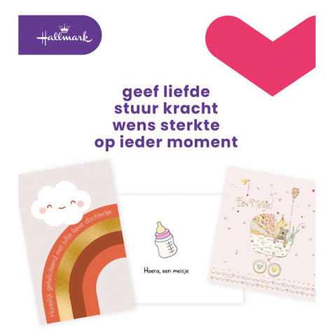 Carte de voeux Hallmark recharge 'Geboorte dochter' 6 cartes