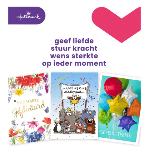 Wenskaart Hallmark navulset A4 felicitatie 8 kaarten