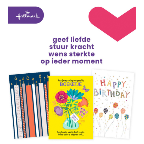 Carte de voeux Hallmark recharge 'Verjaardag' 12 cartes