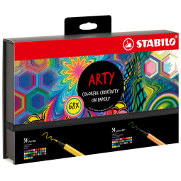 EN_Rotulador stabilo acuarelable pen 68/88 arty line hero estuche de carton de 68 unidades surtidas