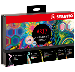 Kit écriture STABILO 77/6 Colorful Arty Creative pastel coffret luxeux 50 pièces