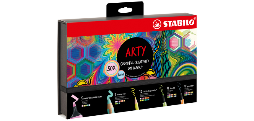 STABILO Writing Kit 77/6 Colorful Arty Creative Pastel Luxury Set 50 Pieces