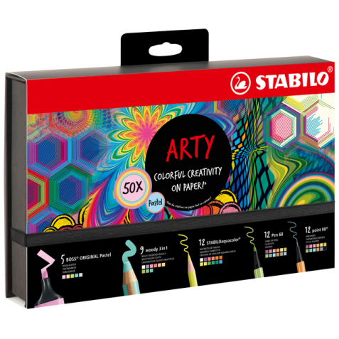 Kit écriture STABILO Colorful Arty Creative pastel coffret luxeux 50 pièces