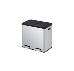 Poubelle à pédale EKO Essential Recycler Tri sélectif 2x 22L inox