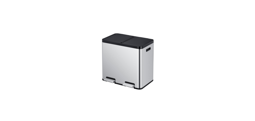Poubelle à pédale EKO Essential Recycler Tri sélectif 2x 22L inox