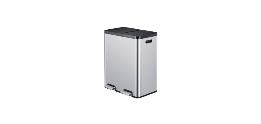 Poubelle à pédale EKO Essential Recycler Tri sélectif 2x 30L inox