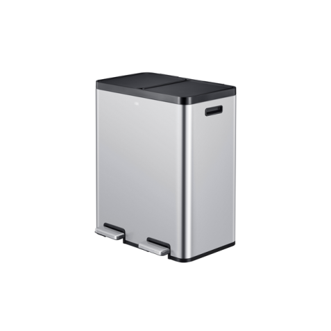 Poubelle à pédale EKO Essential Recycler Tri sélectif 2x 30L inox