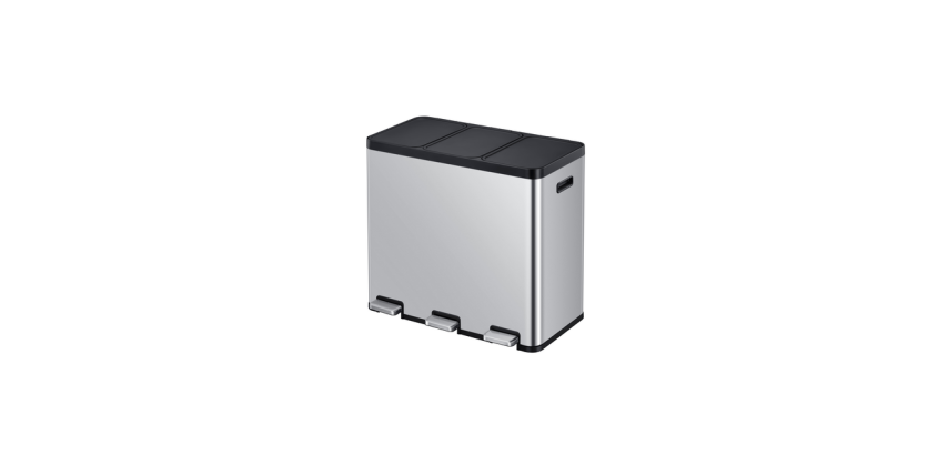 Poubelle à pédale EKO Essential Recycler Tri sélectif 3x 20L inox
