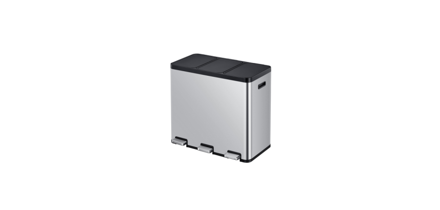 Poubelle à pédale EKO Essential Recycler Tri sélectif 3x 20L inox