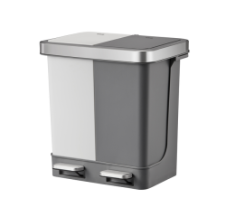 Poubelle à pédale EKO Hana Duo Recycling Tri sélectif 2x 10L gris blanc