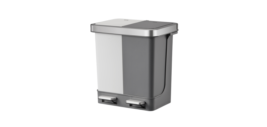 Poubelle à pédale EKO Hana Duo Recycling 2x 10L gris blanc