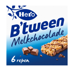 Tussendoortje Hero B'tween melkchocolade 6pack reep 25gr