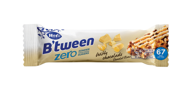 Barre de céréales Hero B'tween chocolat blanc Zero 6 paks barre 25g
