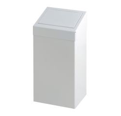 Afvalbak Vepa Bins met pushdeksel 50 liter metaal wit