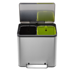 Poubelle à pédale EKO EcoCasa Recycler 15+15L inox