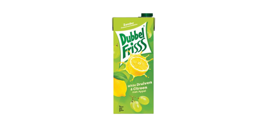 Fruitdrank DubbelFrisss witte druif citroen pak 1500ml