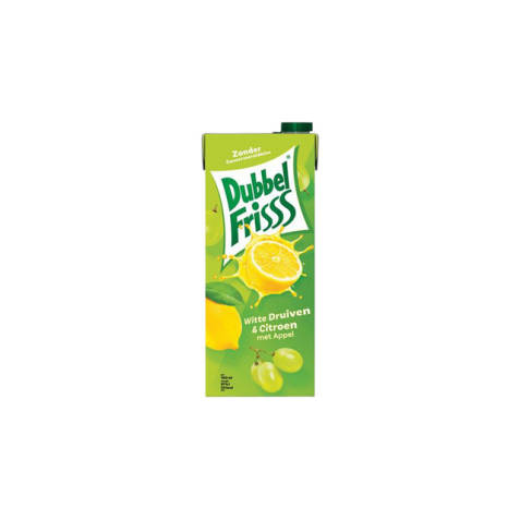 Fruitdrank DubbelFrisss witte druif citroen pak 1500ml