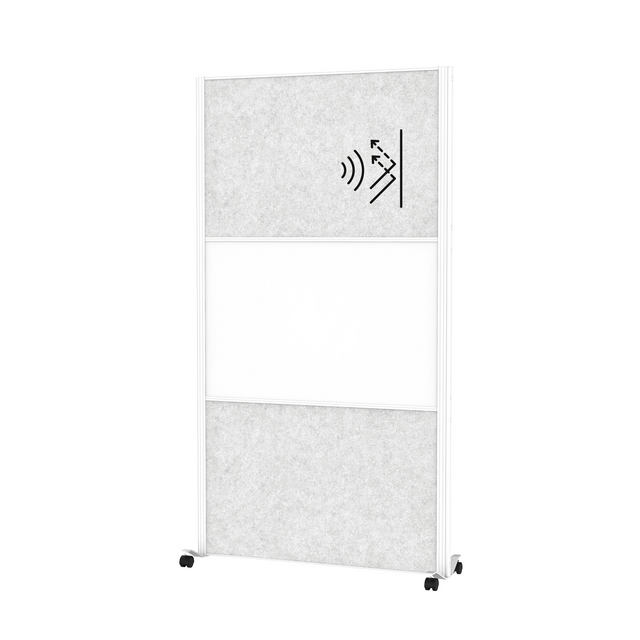 Cloison murale acoustique MAULconnecto gris clair/tableau blanc mobile