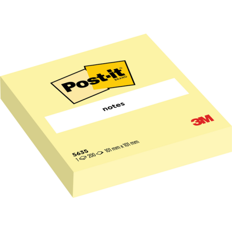 Memoblok 3M Post-it 563 101x101mm geel 200 vel