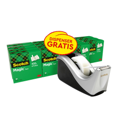 Ruban adhésif Scotch Magic 819 19mmx33m mat + dévidoir argent 16 rouleaux