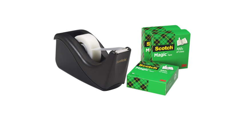 Dispensador adhesivo Scotch C60 negro + 4 cintas Magic invisible