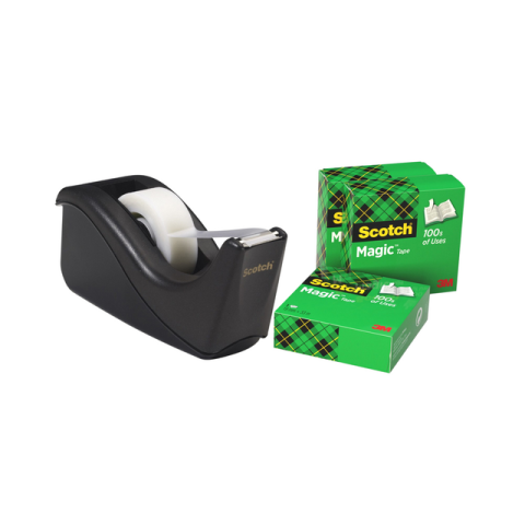 Dispensador adhesivo Scotch C60 negro + 4 cintas Magic invisible