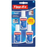 Correcteur liquide Tipp-Ex Rapid 20ml blister 3 pièces