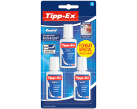 Correcteur liquide Tipp-Ex Rapid 20ml blister 3 pièces