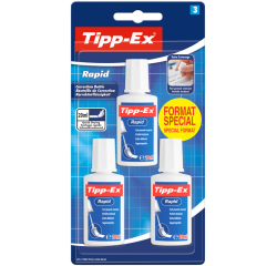 Correcteur liquide Tipp-Ex Rapid 20ml blister 3 pièces