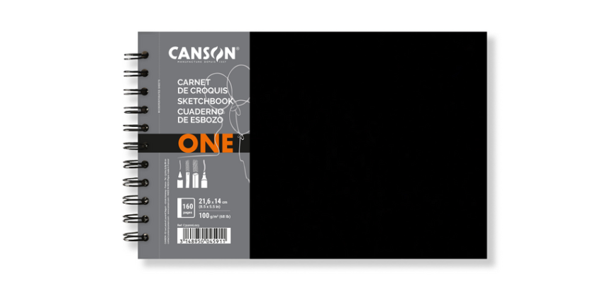Carnet de croquis Canson Art Book One spirale 216x140mm 100g 80 feuilles blanches 100g