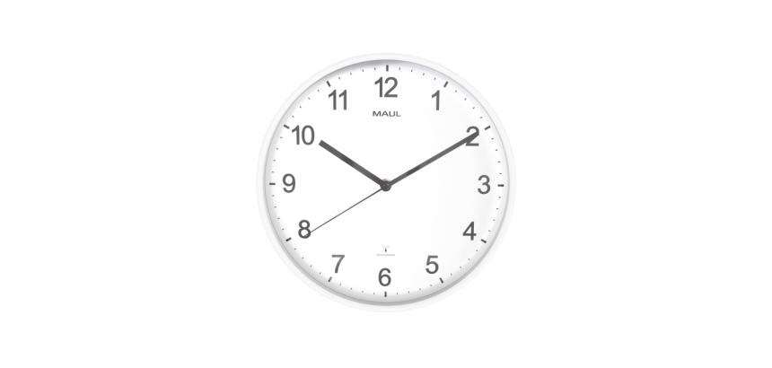 Wandklok MAUL Sprint RC Ø30x5cm kunststof wit/wit incl batterij