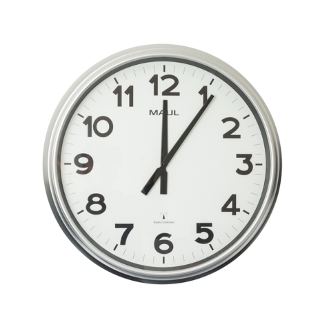 Horloge murale MAULride Radiopilotée Ø61x7,5cm plastique argent/blanc