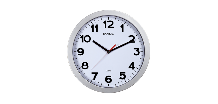 Horloge murale MAULstep Quartz Ø30x5cm plastique Argent/blanc silencieuse