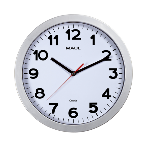 Horloge murale MAULstep Quartz Ø30x5cm plastique Argent/blanc silencieuse