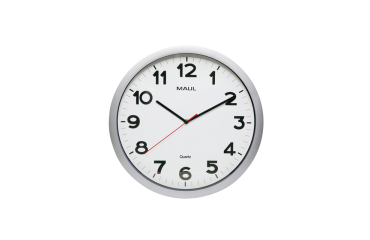 Horloge murale MAULstep Quartz Ø40x5cm plastique Argent/blanc silencieuse