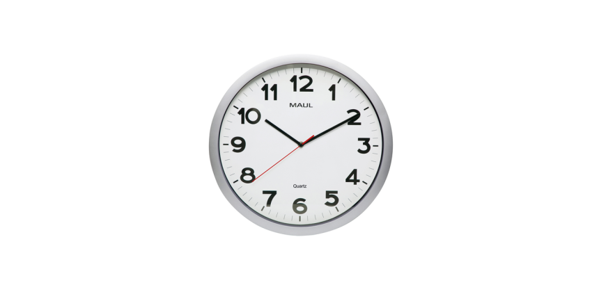 Horloge murale MAULstep Quartz Ø40x5cm plastique Argent/blanc silencieuse
