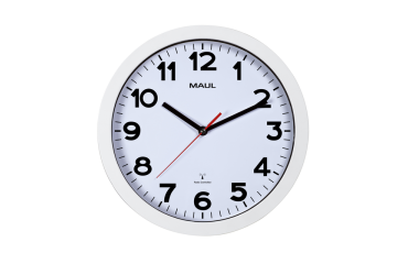 Horloge murale MAULstep RC Ø30x5cm plastique argent/blanc