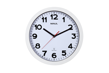 Horloge murale MAULstep RC Ø30x5cm plastique argent/blanc