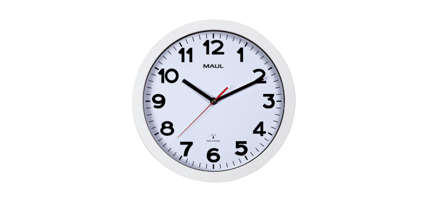 Horloge murale MAULstep RC Ø30x5cm plastique argent/blanc